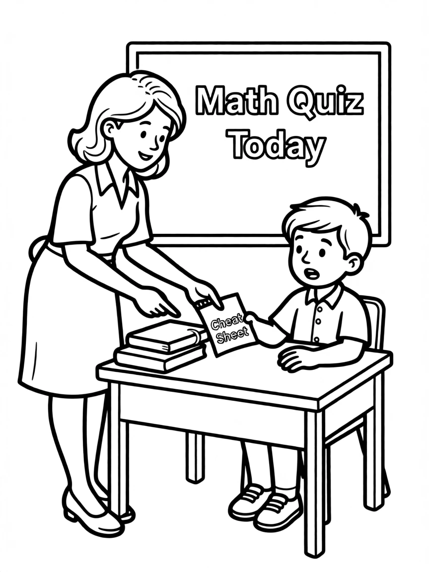 A teacher catching a student with a cheat sheet