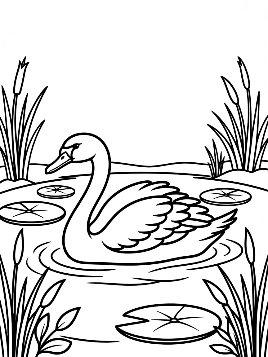 A graceful swan swimming on a peaceful pond