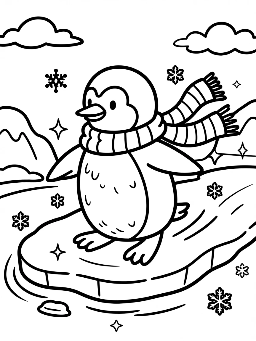 A waddling penguin sliding on ice