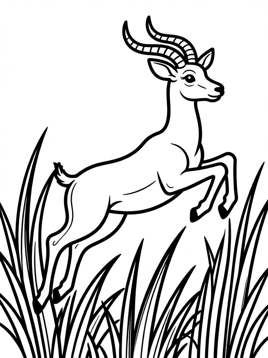 A graceful antelope leaping over tall grass