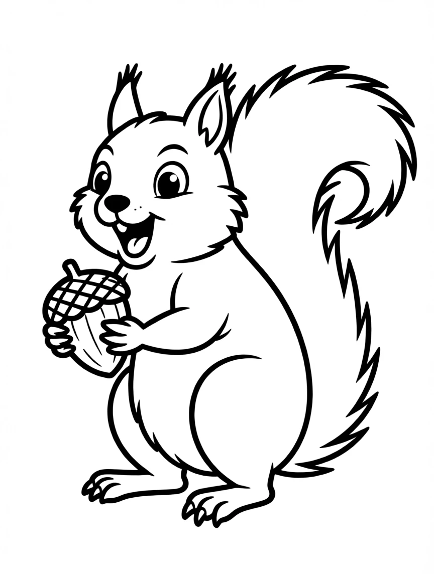 A chattering squirrel holding an acorn