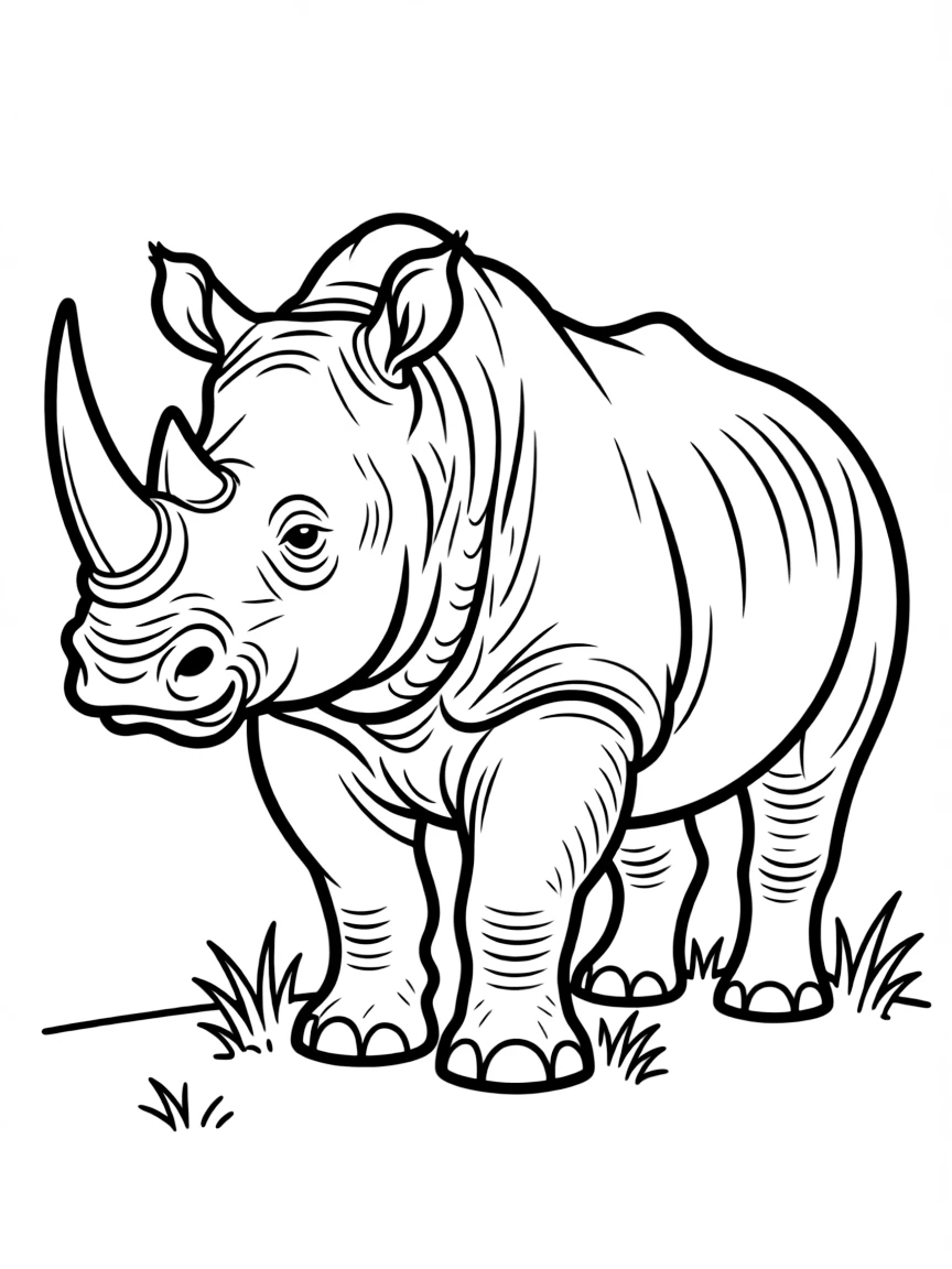 A mighty rhinoceros with a large horn on its nose