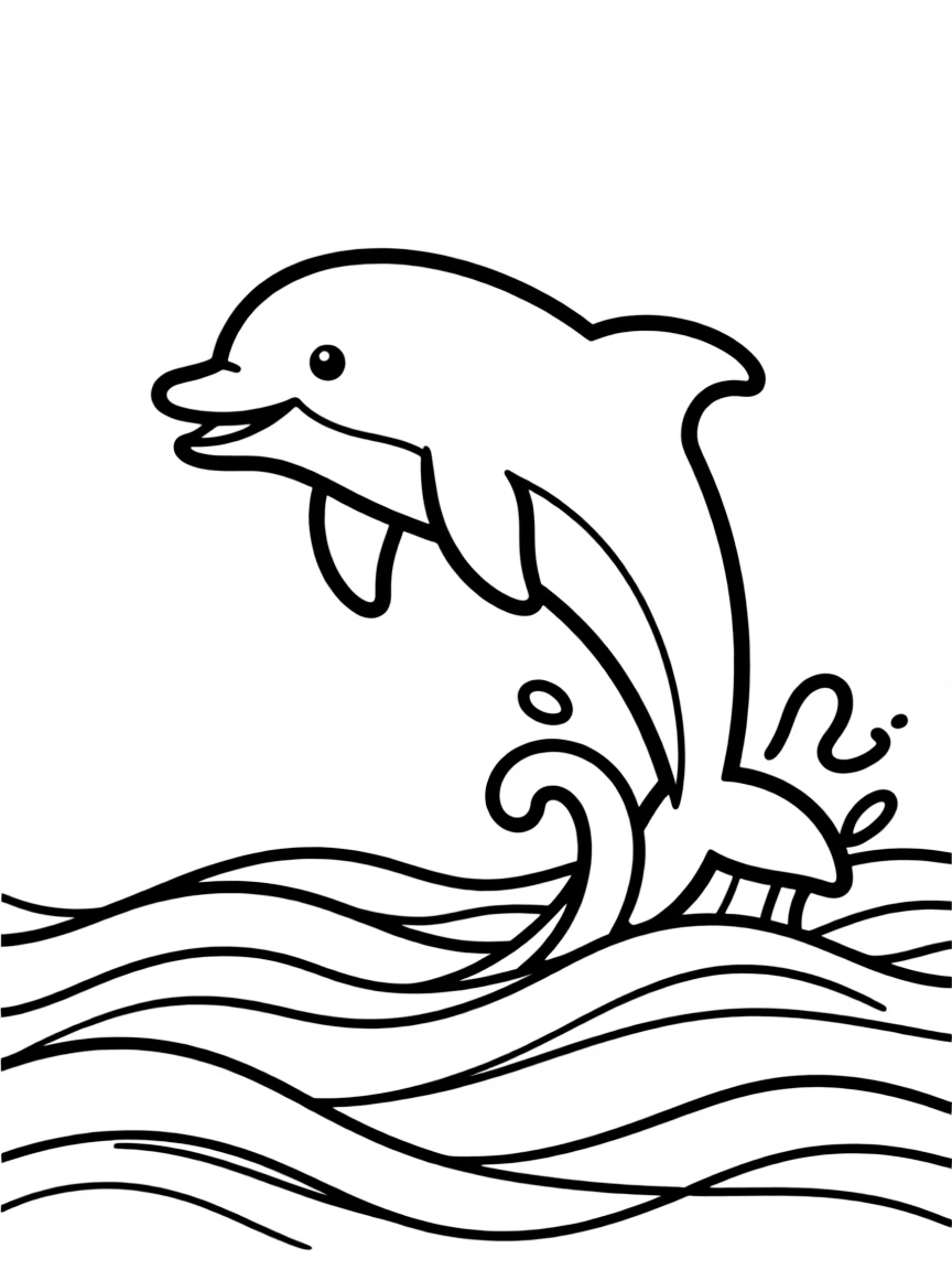 A playful dolphin jumping out of ocean waves