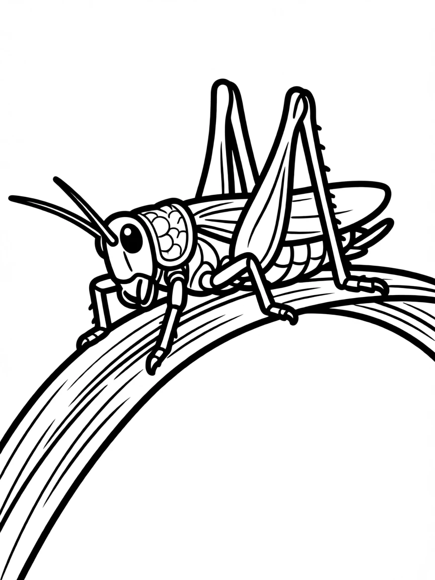 A chirping cricket sitting on a blade of grass