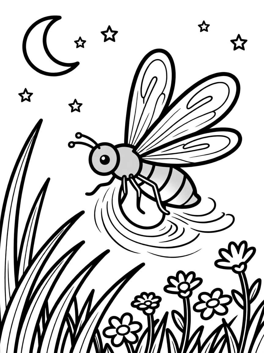A glowing firefly lighting up the evening sky