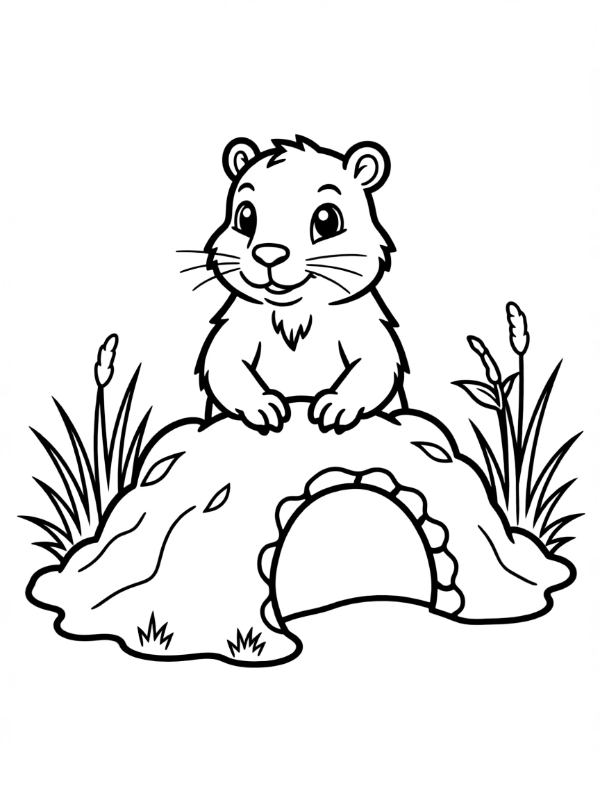 A digging prairie dog popping out of its burrow
