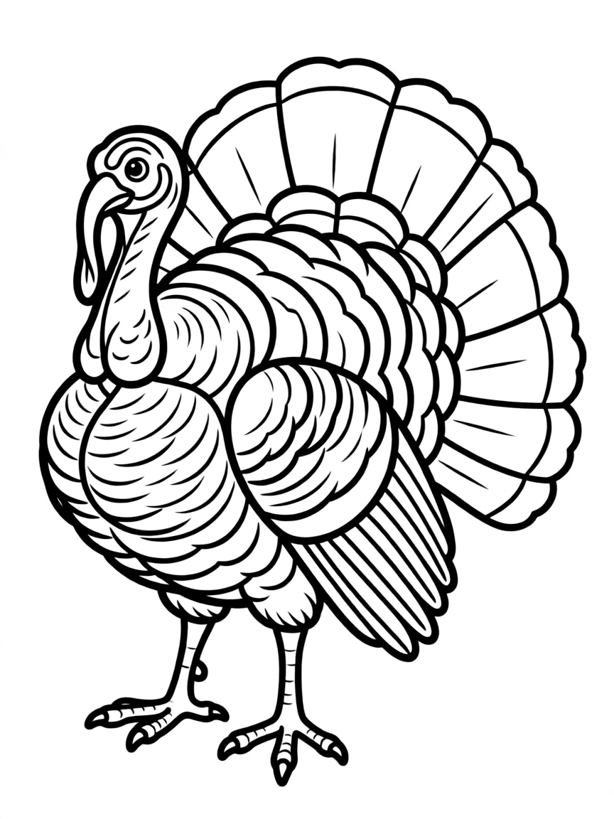 A gobbling wild turkey displaying its fan tail