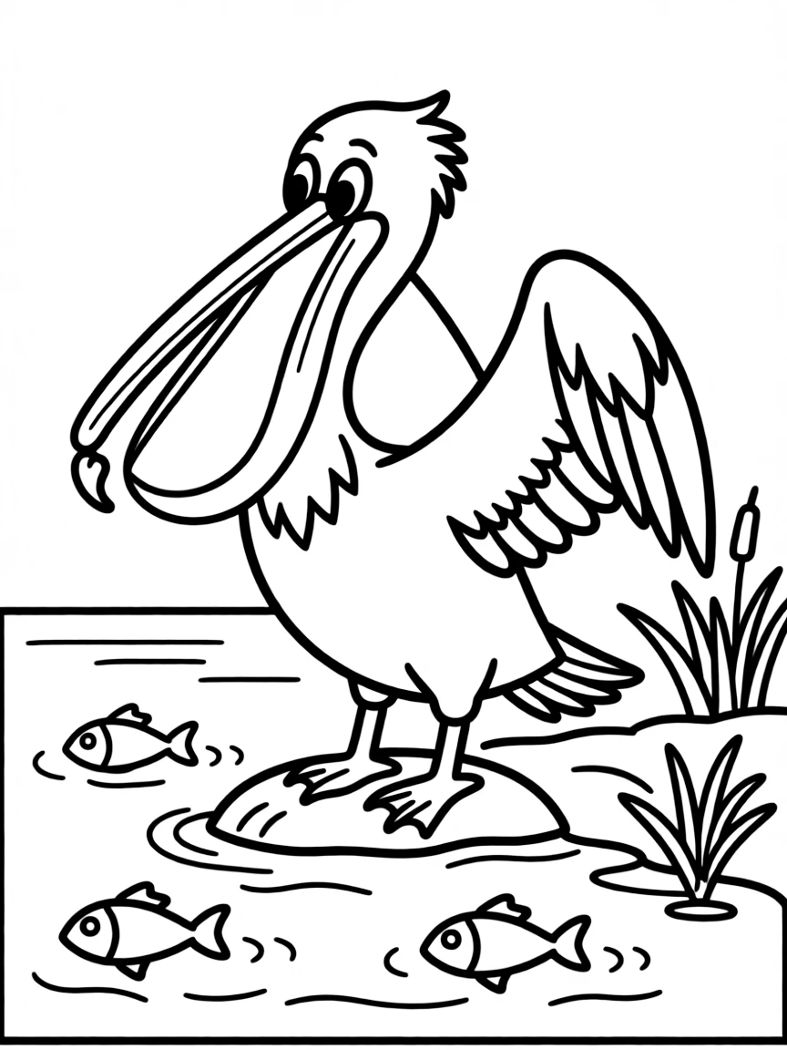 A fishing pelican with a large pouch