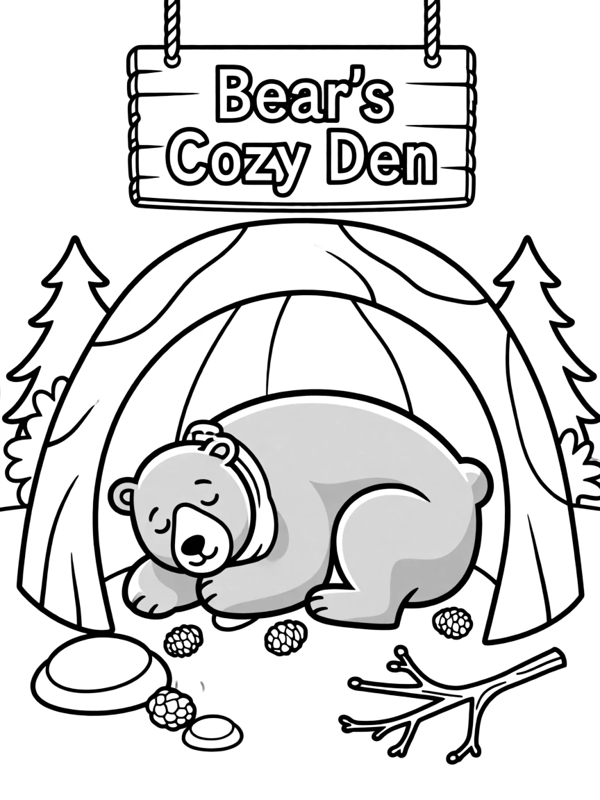 A hibernating black bear in a cozy cave