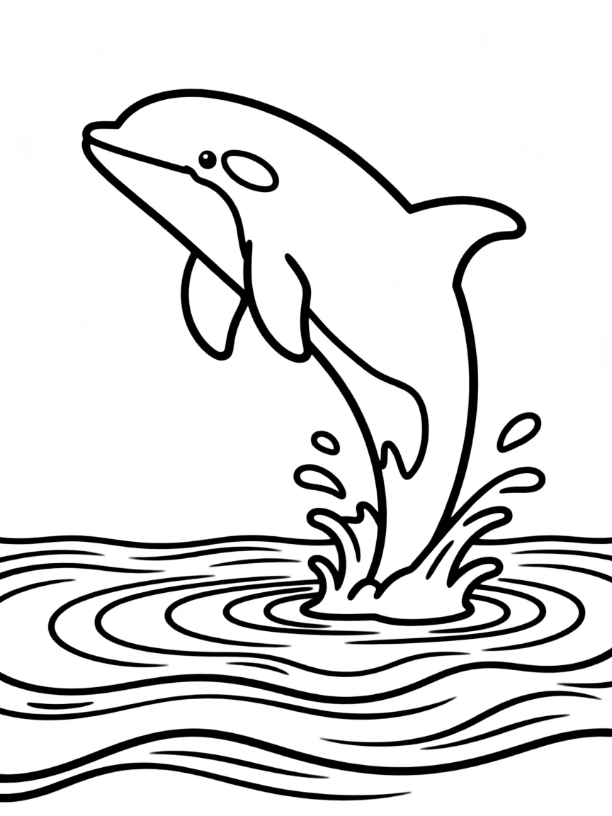 A swimming orca whale breaching water