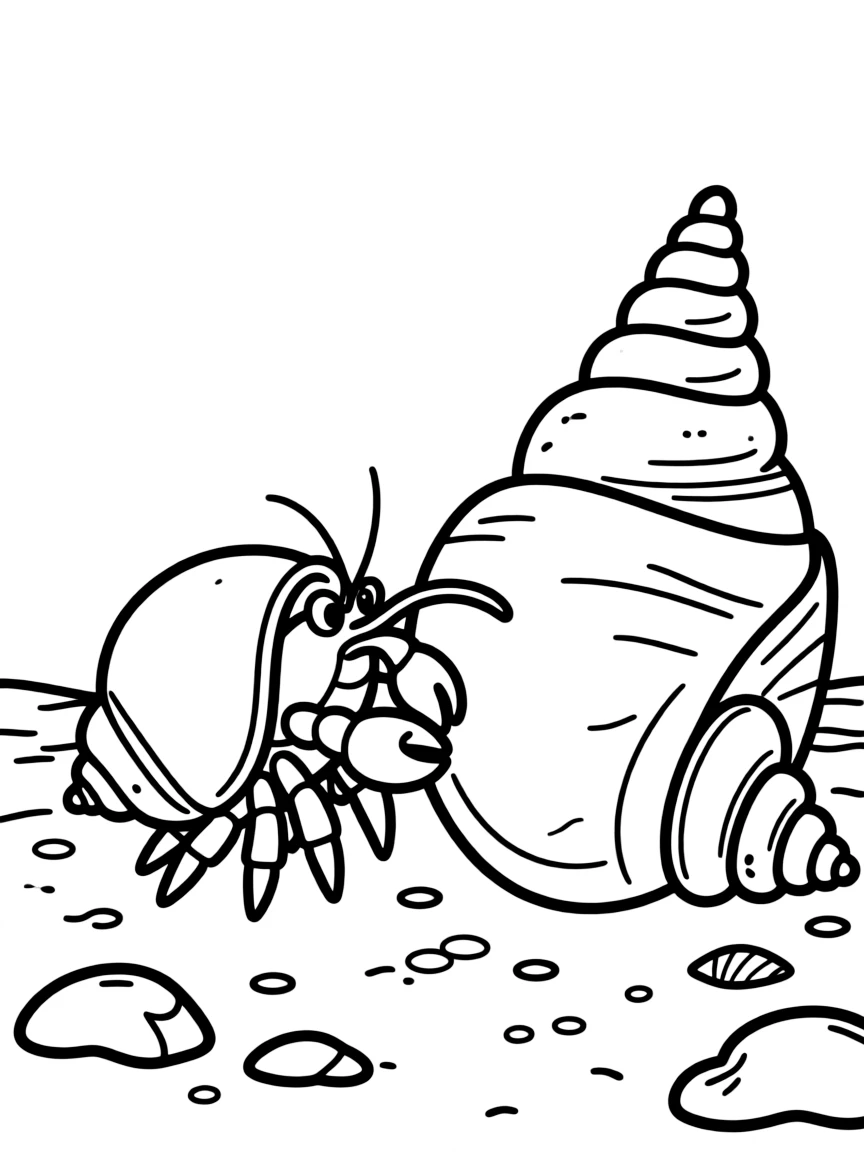 A crawling hermit crab changing shells