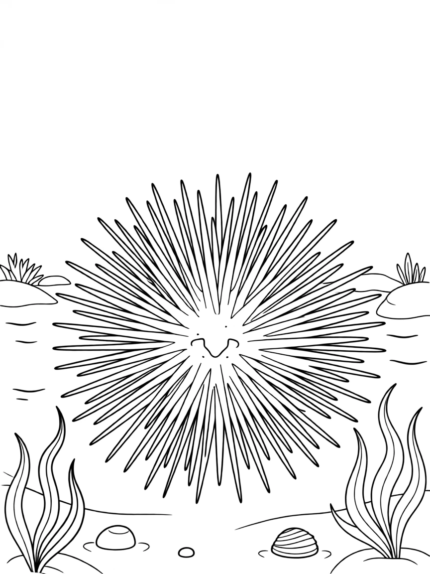 A spiny sea urchin on ocean floor