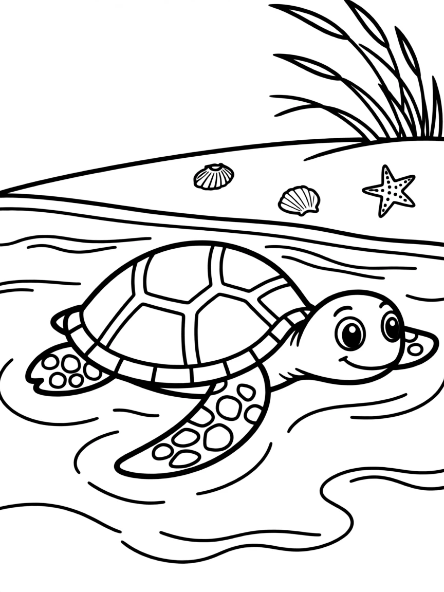 A swimming sea turtle heading to shore