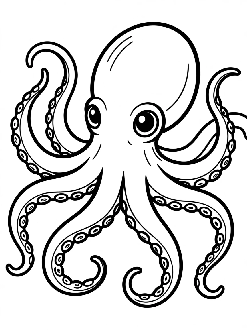 A giant squid with long tentacles