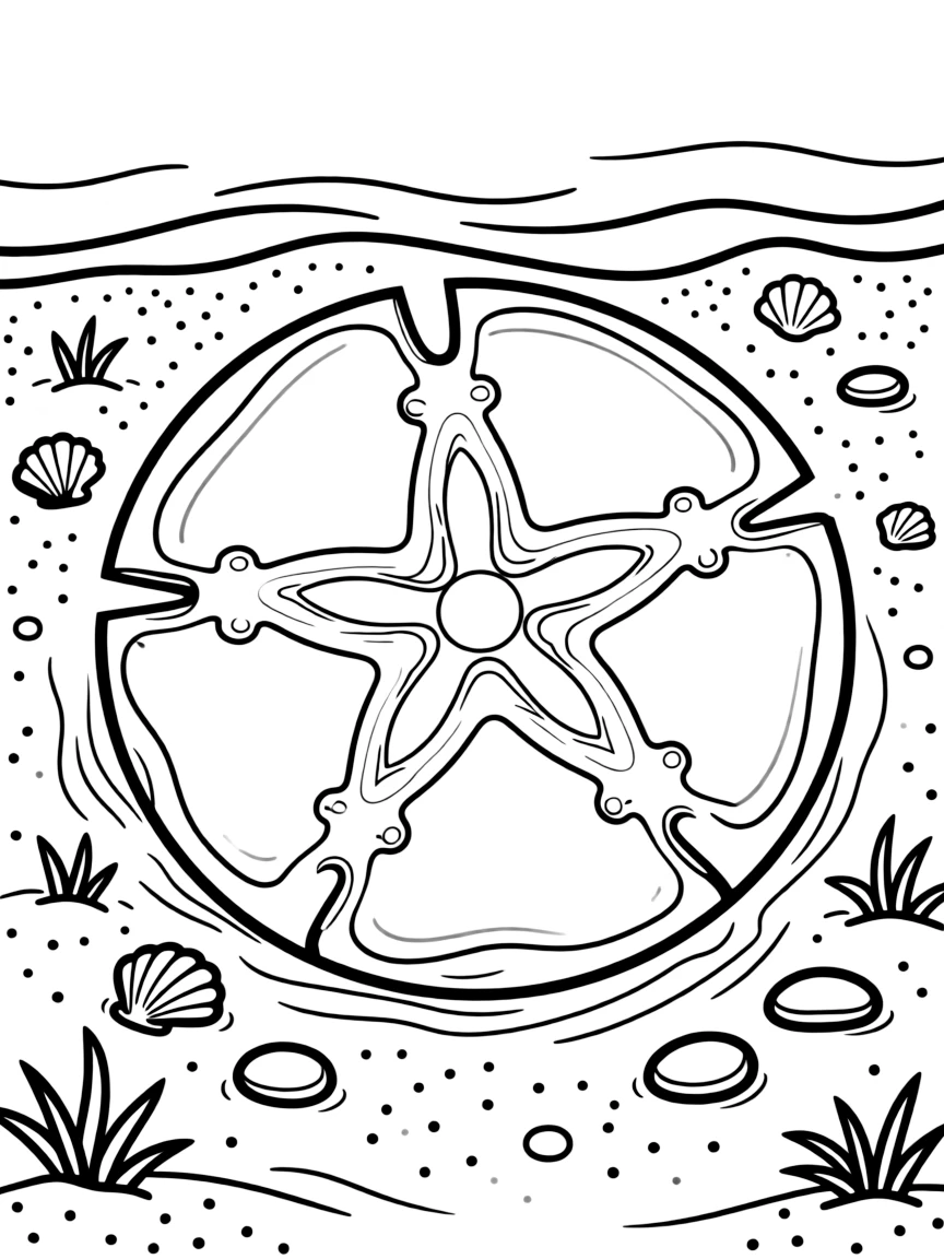 A crawling sand dollar on beach