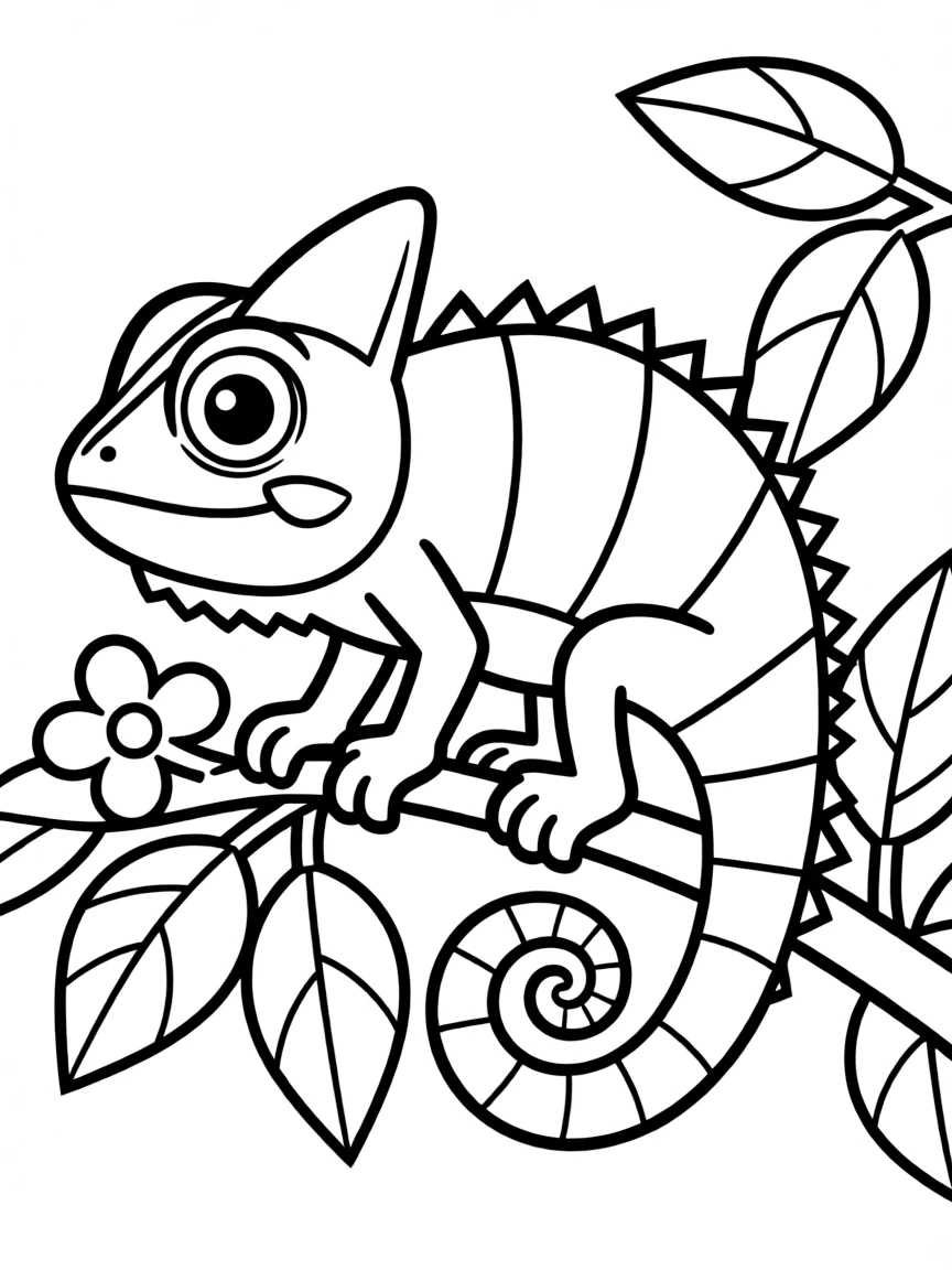 A colorful chameleon changing colors