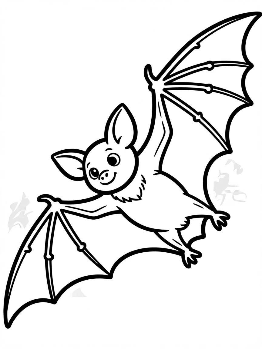 A flying fruit bat with large wings