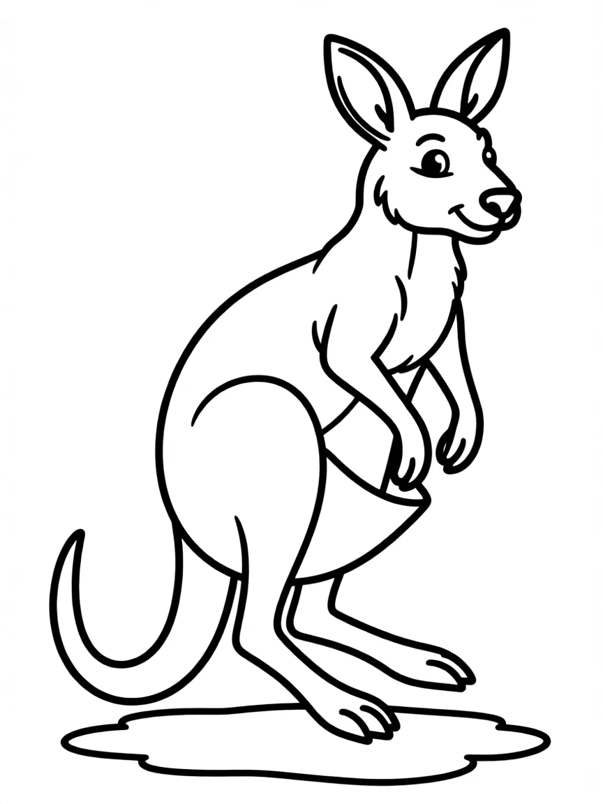 A hopping wallaby with smaller pouch