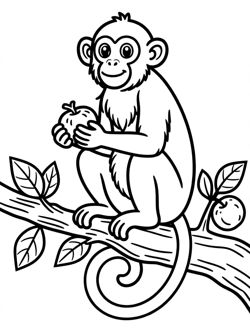 A long-tailed macaque eating fruit