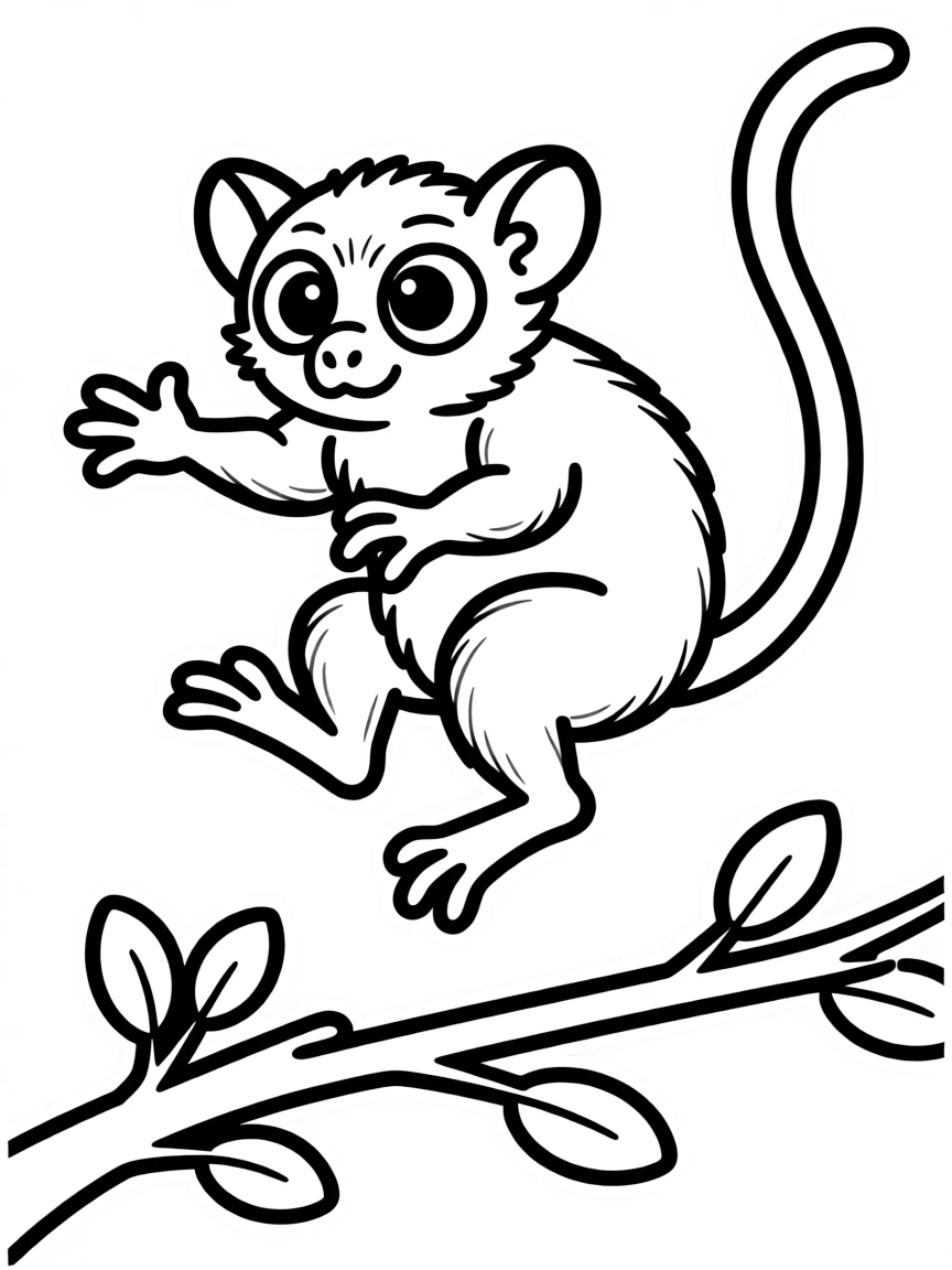 A leaping tarsier with enormous eyes