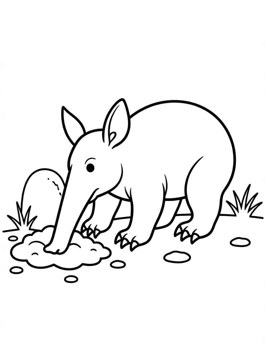 A burrowing aardvark with long snout