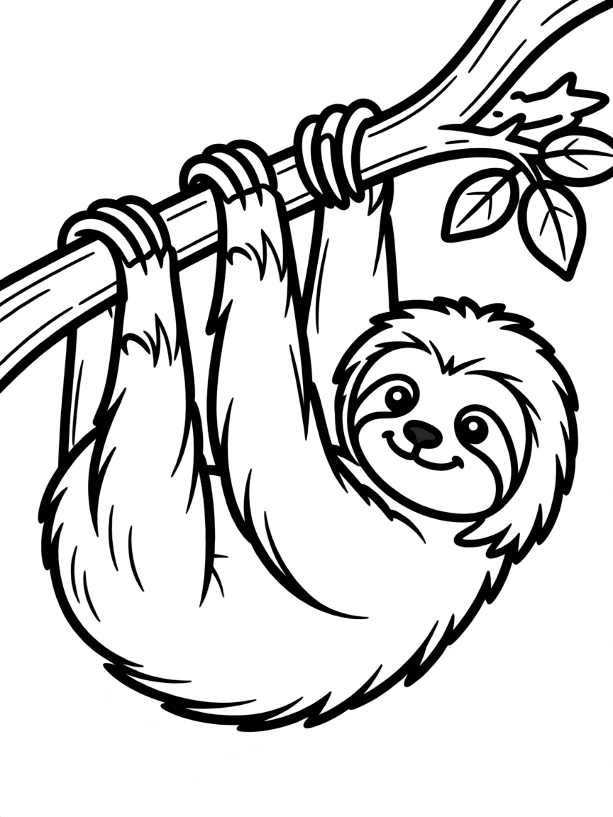 A hanging two-toed sloth upside down