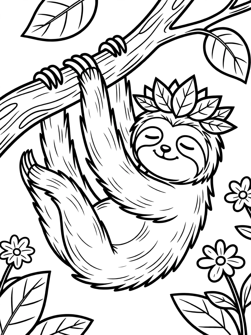 A slow-moving three-toed sloth