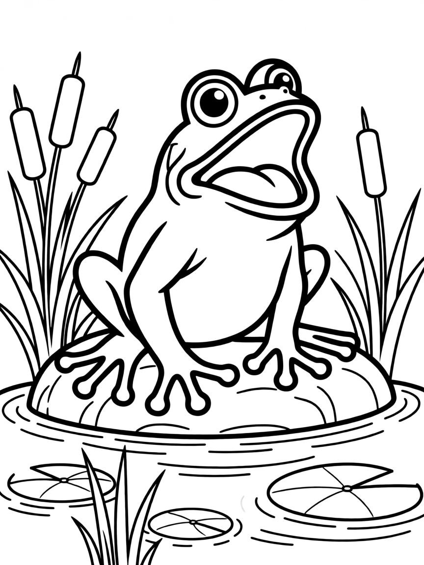 A giant bullfrog croaking loudly