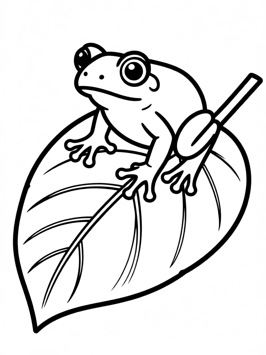 A tiny tree frog on broad leaf
