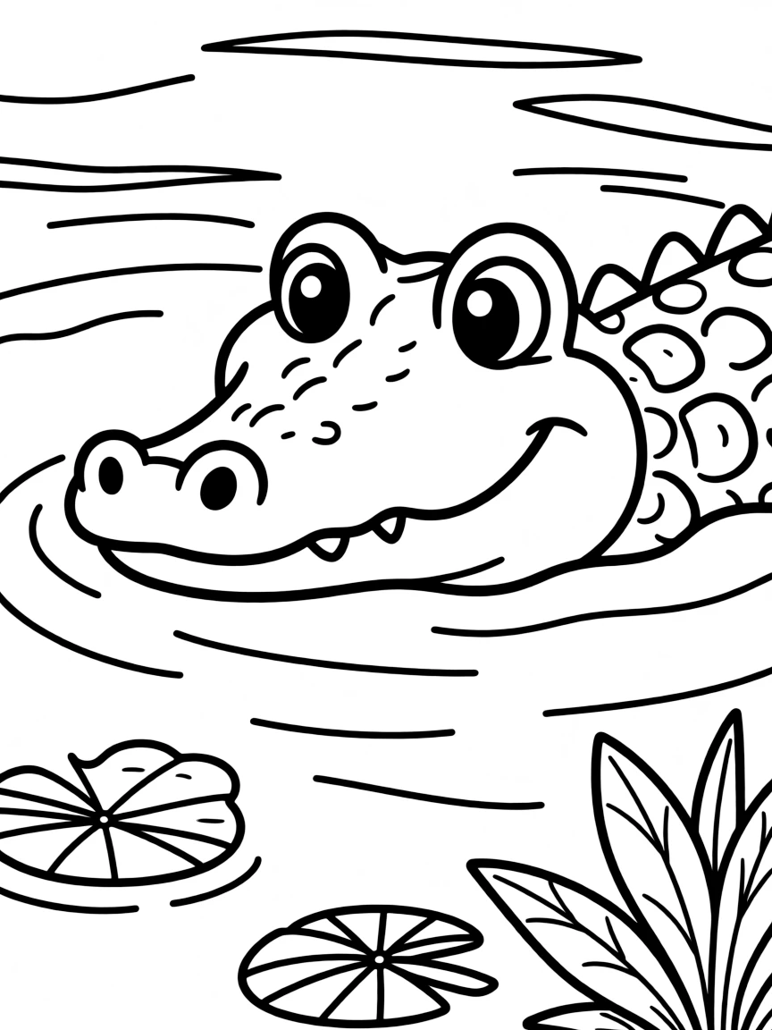 A swimming crocodile with eyes above water