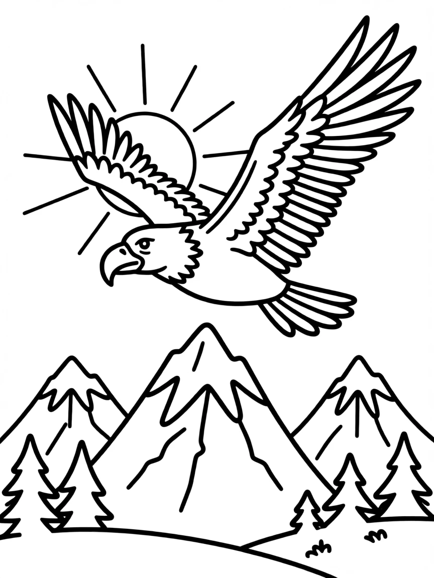 A soaring condor over mountain peaks