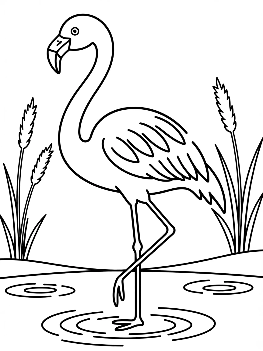 A colorful flamingo standing on one leg