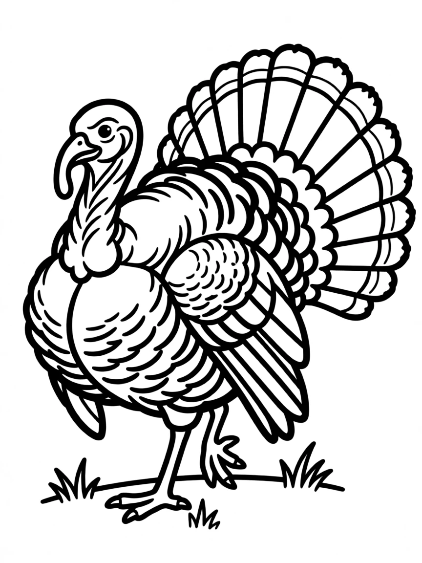A strutting wild turkey with beard
