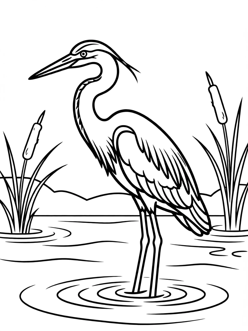 A wading great blue heron
