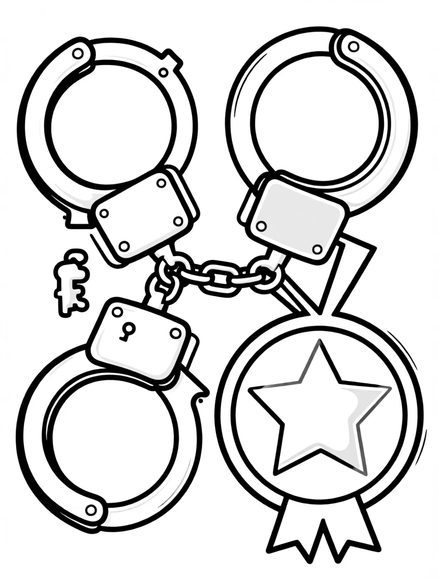 A pair of handcuffs and a badge