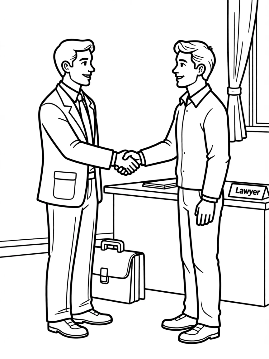 A lawyer and client shaking hands