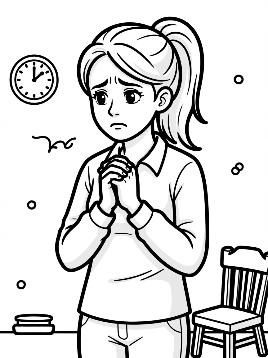A woman is worried.