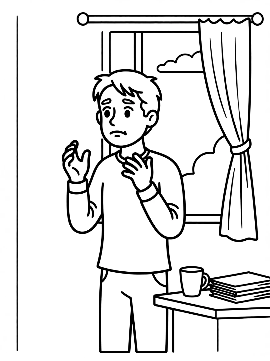 A man is worried.