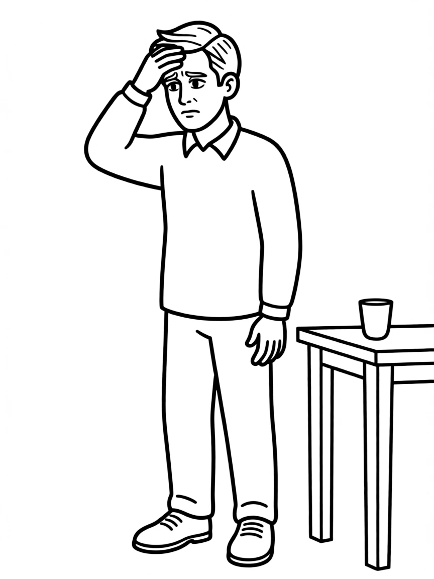 A man is worried.