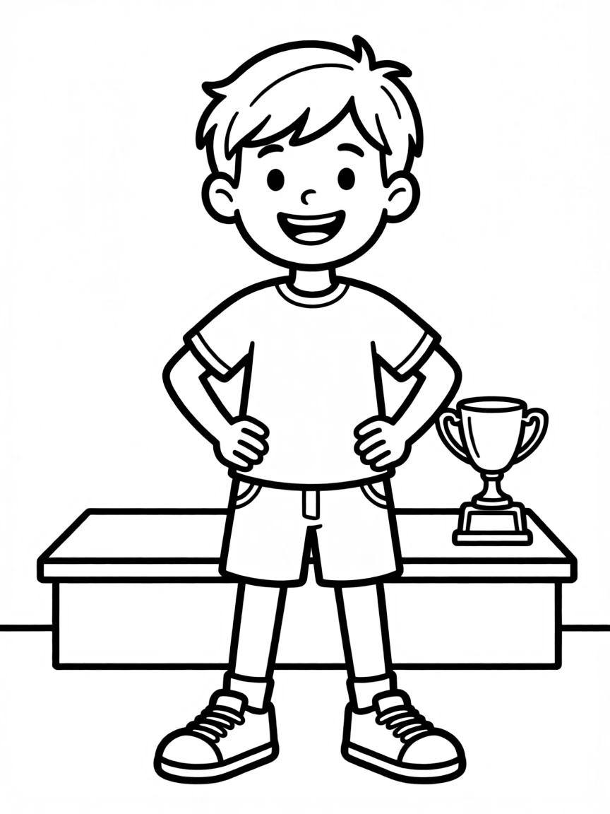 A kid looks proud of himself.