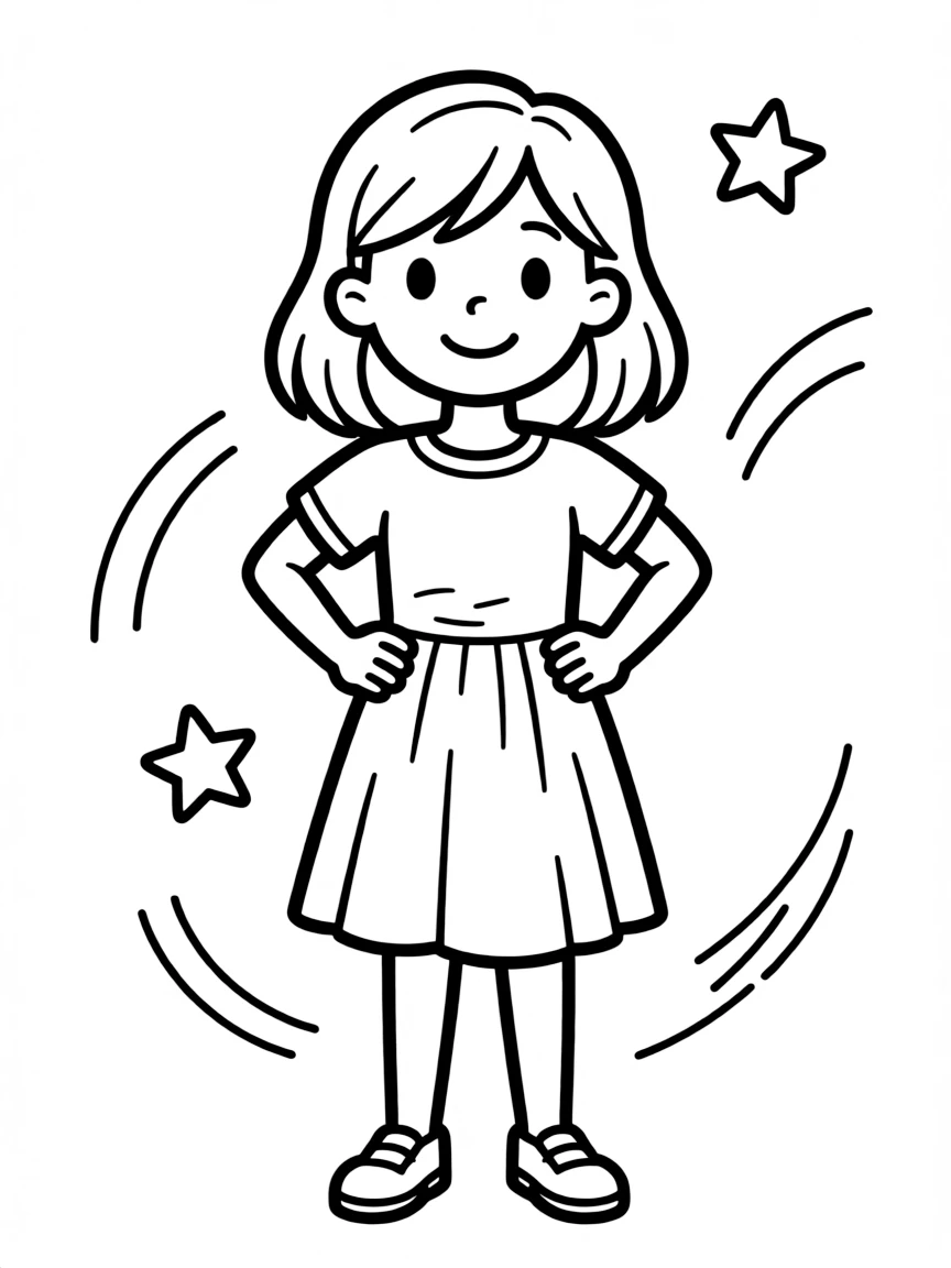 A girl looks proud of herself.