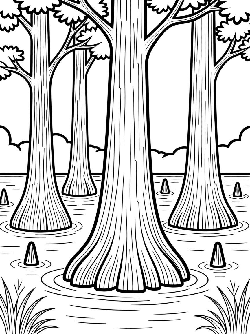 (Florida) Cypress trees standing in swamp water