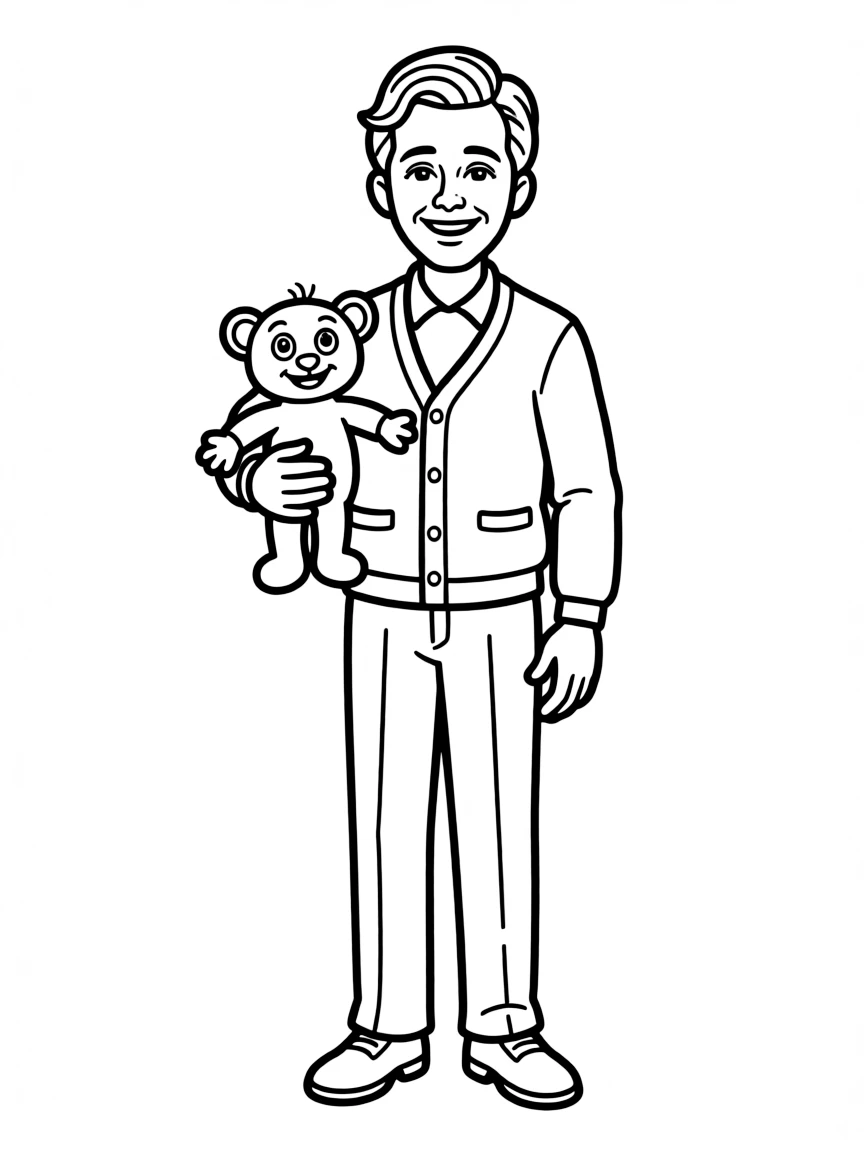 Mr. Rogers with a puppet.