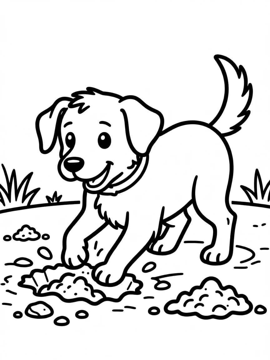 A dog digging a hole.