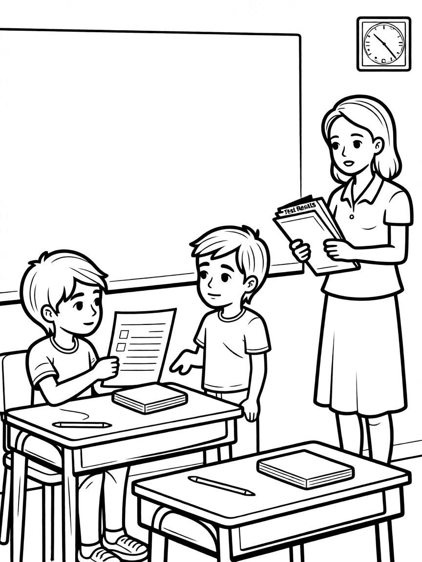 (betray) A student showing a classmate a test answer, while also telling the teacher.