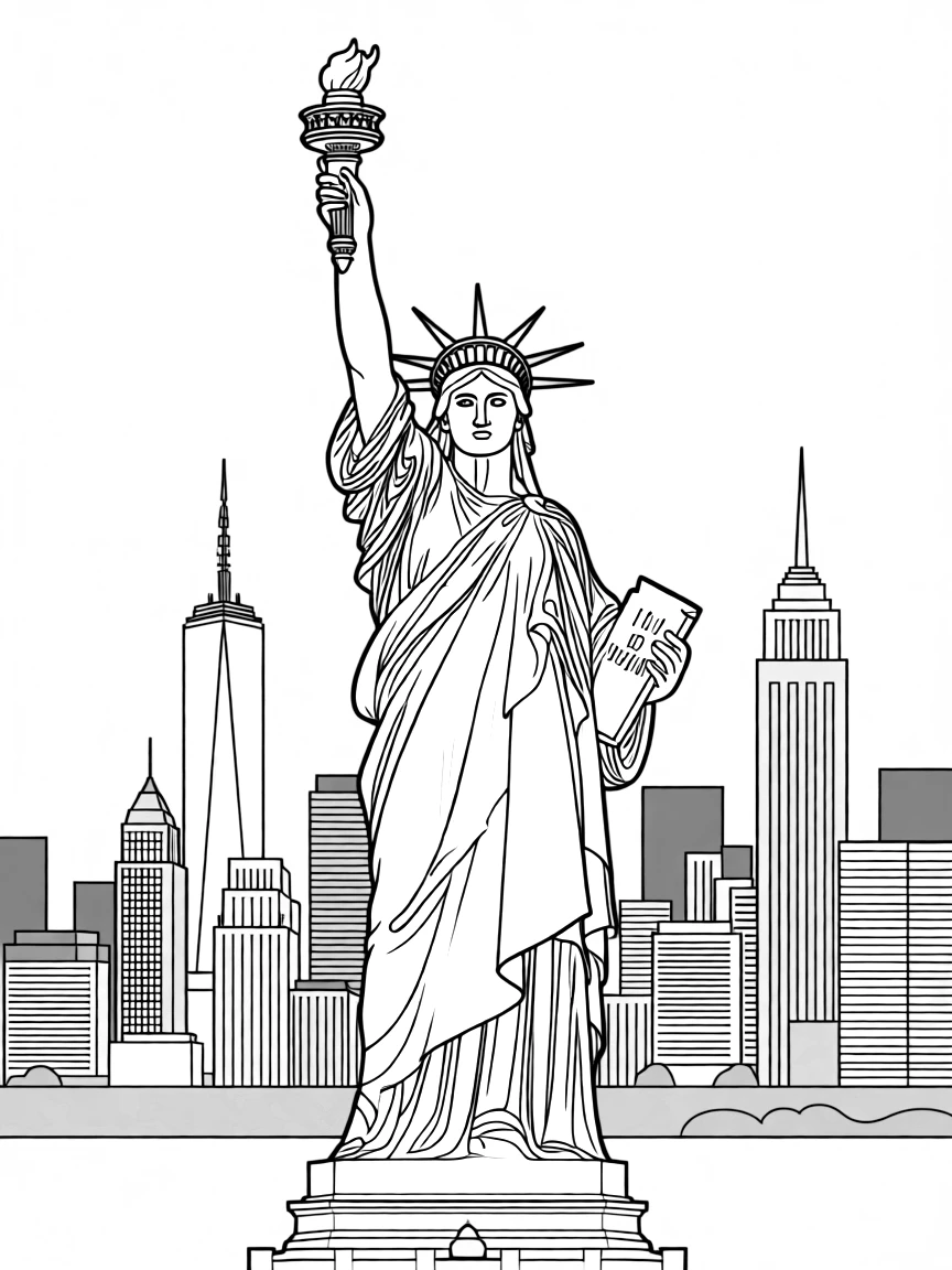 (New Jersey) The Statue of Liberty with New York City skyline in the background
