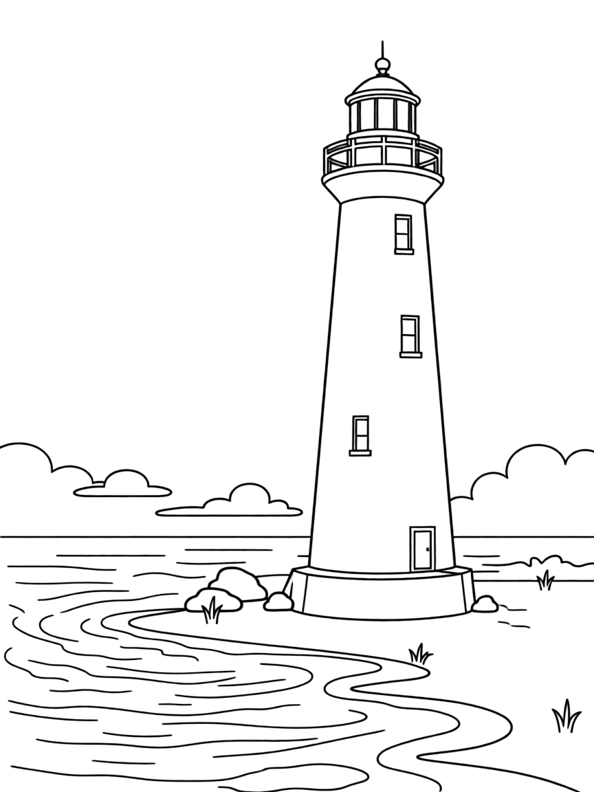 (New Jersey) The Cape May Lighthouse standing tall by the ocean