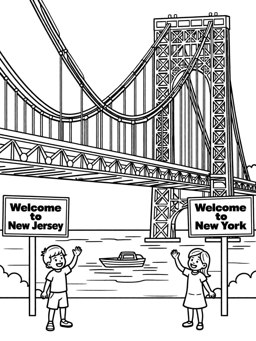 (New Jersey) The George Washington Bridge connecting to New York