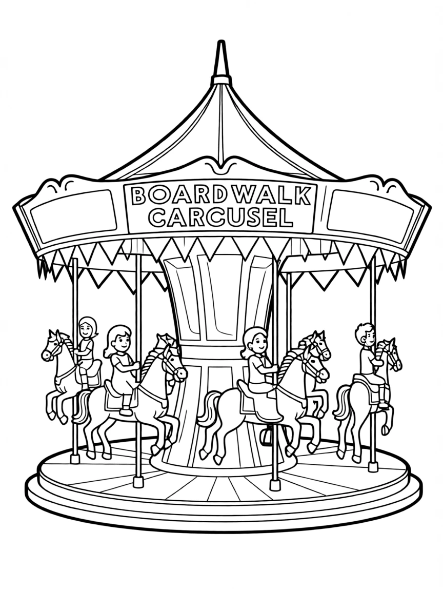 (New Jersey) A classic boardwalk carousel with painted horses