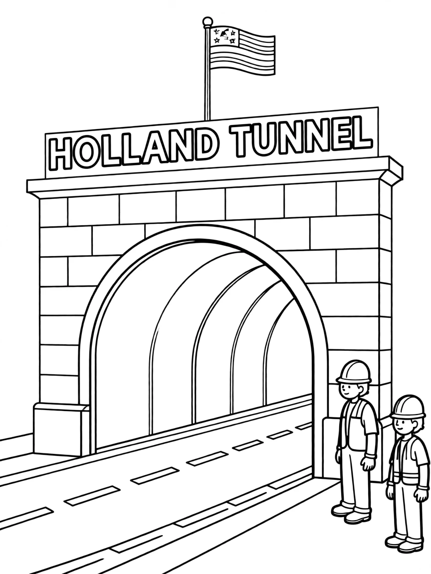 (New Jersey) A simple drawing of the Holland Tunnel entrance